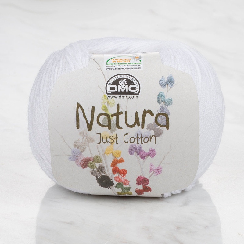 DMC Natura Just Cotton Knitting Yarn, White – N01