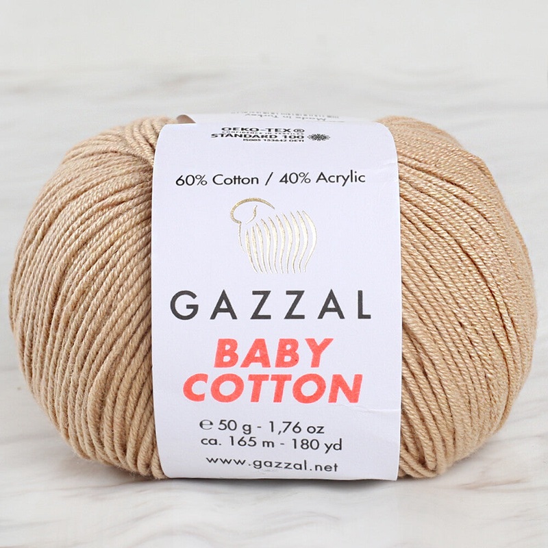 Gazzal Baby Cotton Knitting Yarn, Beige – 3424