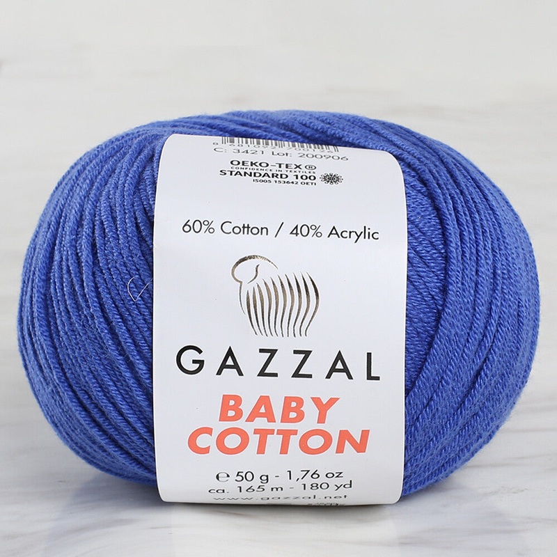Gazzal Baby Cotton Knitting Yarn, Blue – 3421