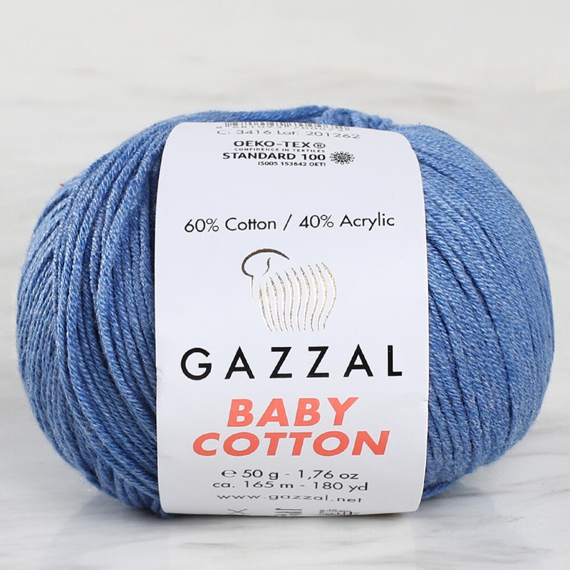 Gazzal Baby Cotton Knitting Yarn, Blue – 3431