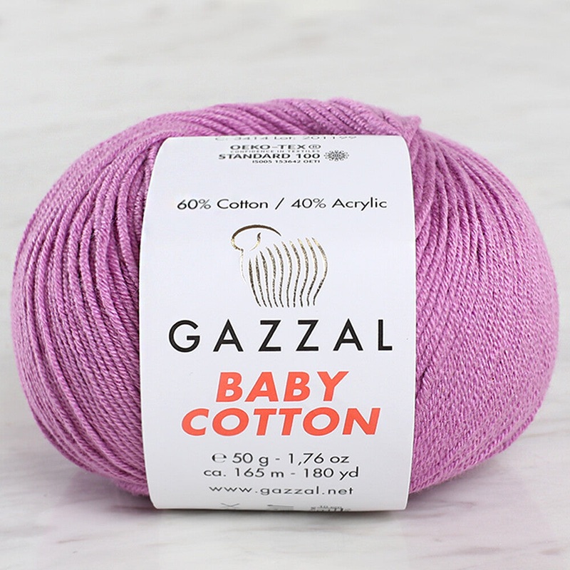 Gazzal Baby Cotton Knitting Yarn, Lilac – 3414
