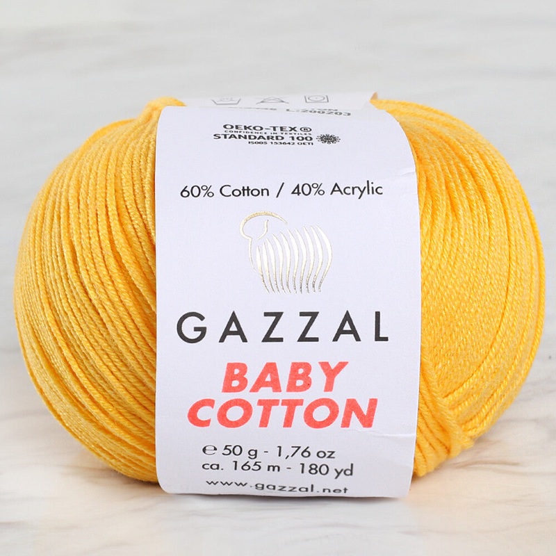 Gazzal Baby Cotton Knitting Yarn, Mustard Yellow – 3417