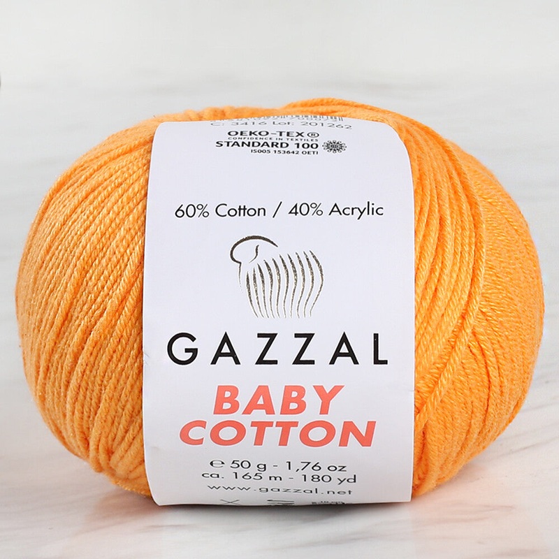 Gazzal Baby Cotton Knitting Yarn, Orange – 3416