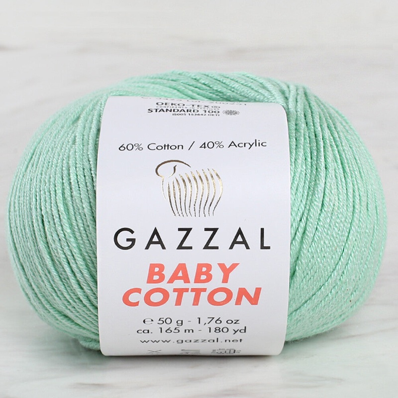 Gazzal Baby Cotton Knitting Yarn, Pale Green – 3425