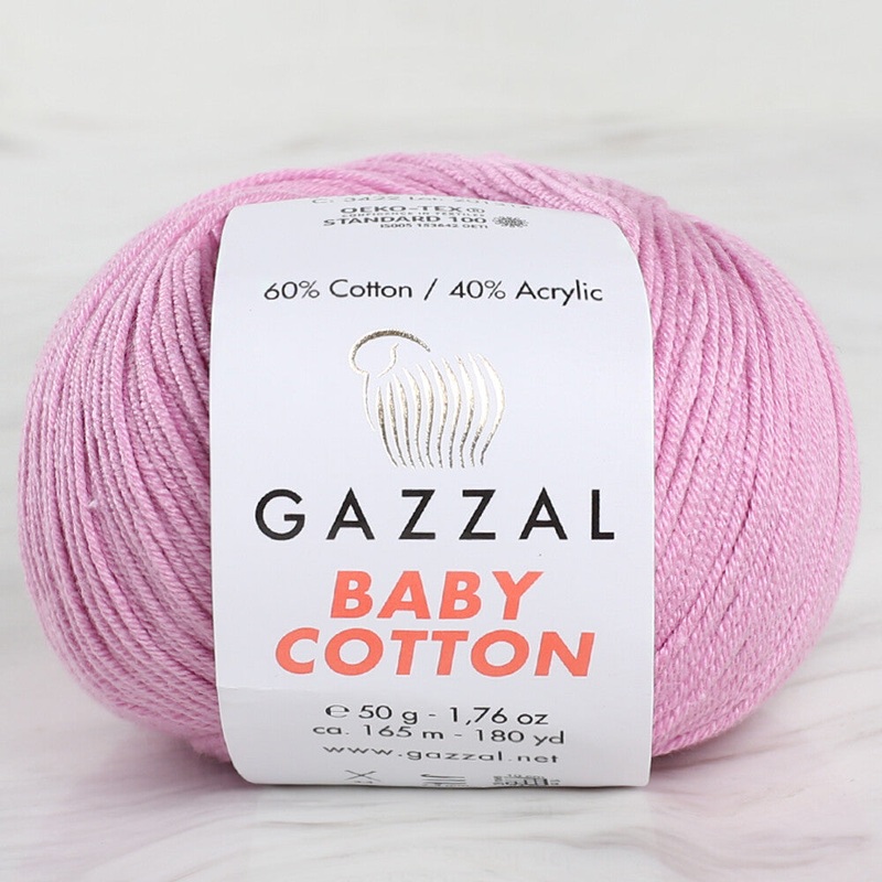 Gazzal Baby Cotton Knitting Yarn, Pink – 3422