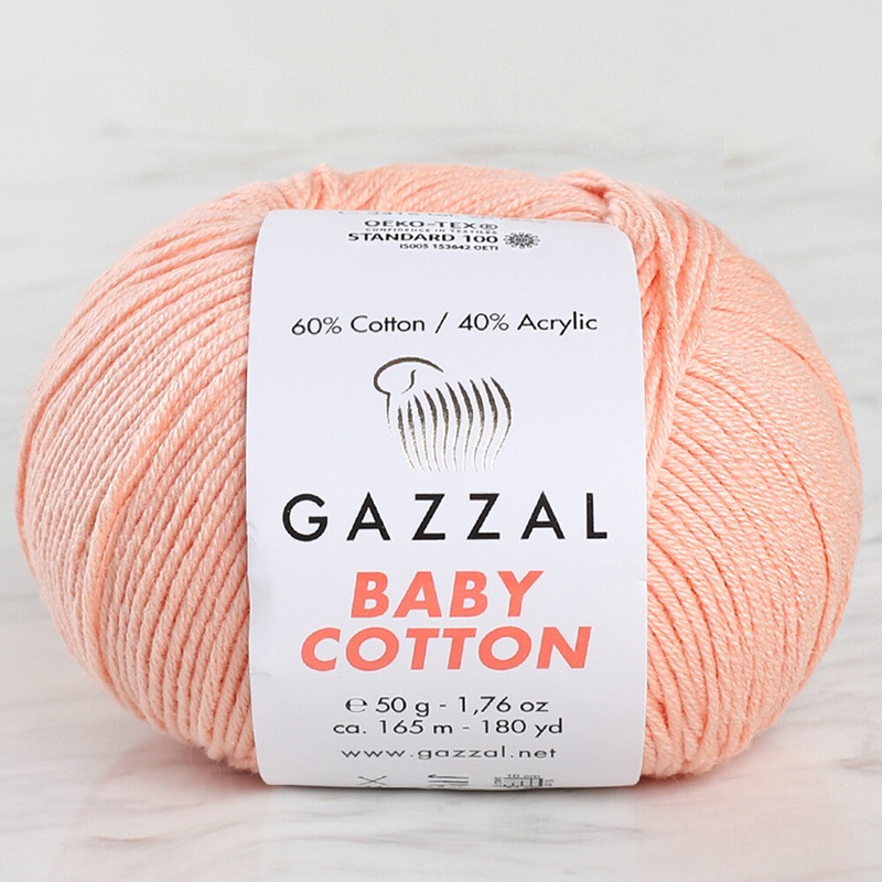 Gazzal Baby Cotton Knitting Yarn, Pink Orange – 3412