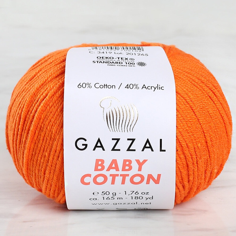 Gazzal Baby Cotton Knitting Yarn, Pumpkin – 3419