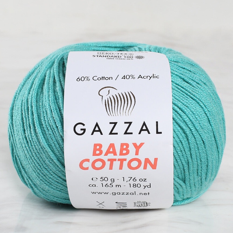 Gazzal Baby Cotton Knitting Yarn, Turquoise – 3426
