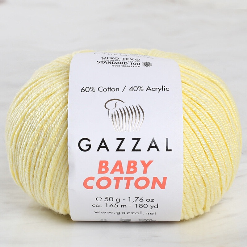 Gazzal Baby Cotton Knitting Yarn, Yellow – 3413