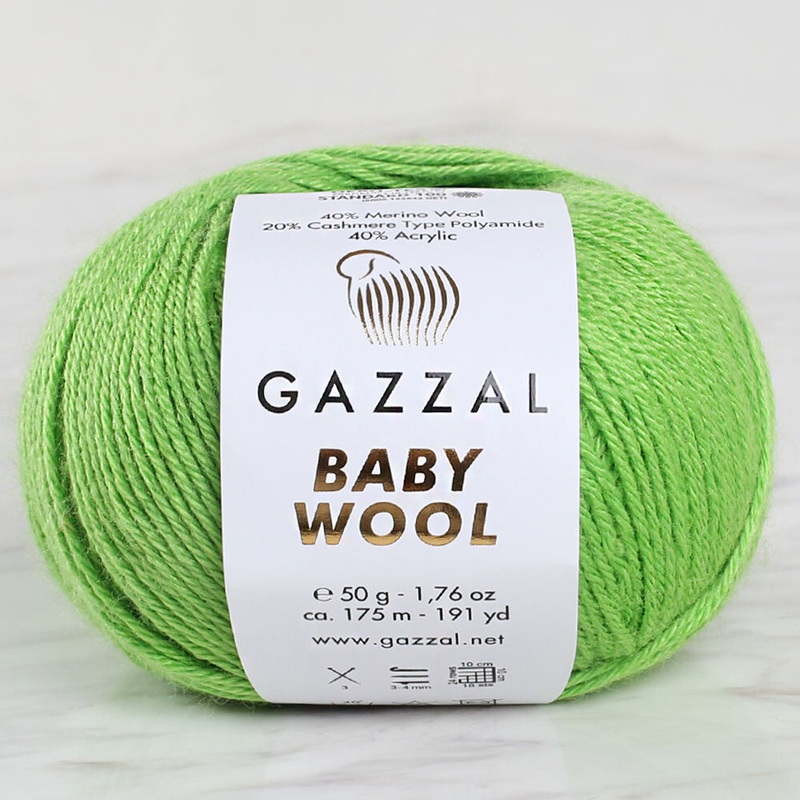 Gazzal Baby Wool Knitting Yarn, Green – 821