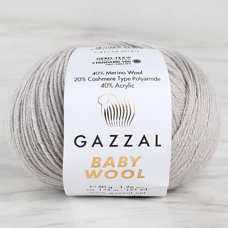 Gazzal Baby Wool Knitting Yarn,  Grey – 817