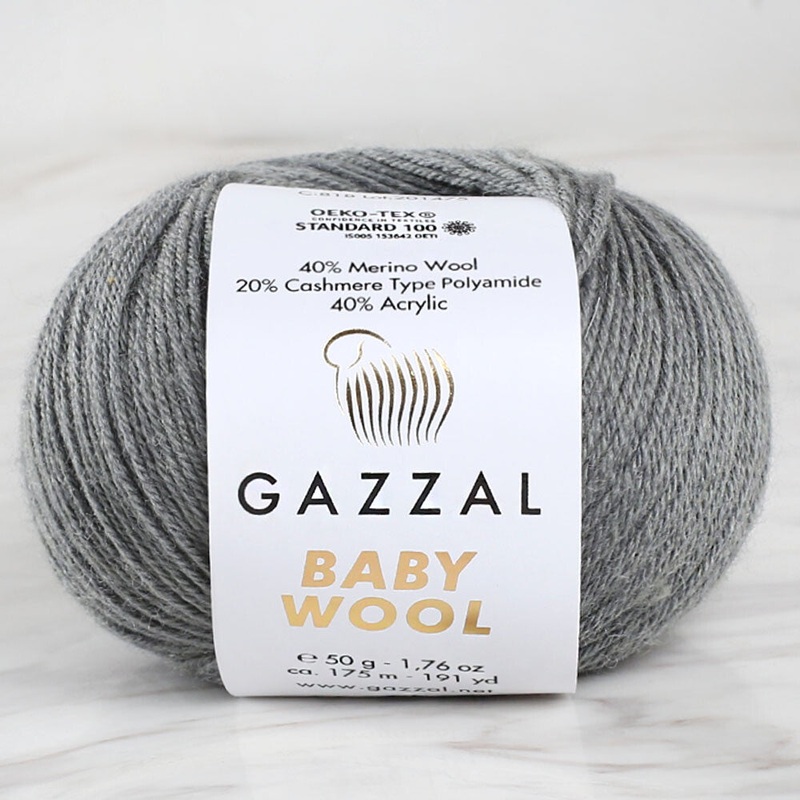 Gazzal Baby Wool Knitting Yarn, Grey – 818