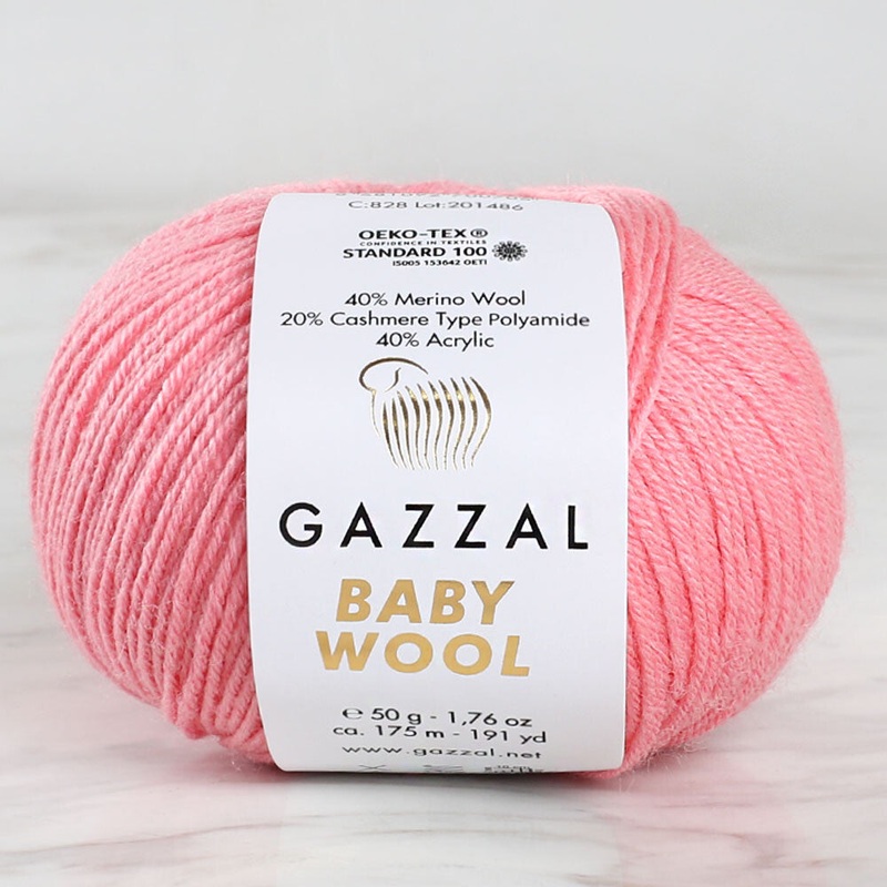 Gazzal Baby Wool Knitting Yarn, Pink – 828