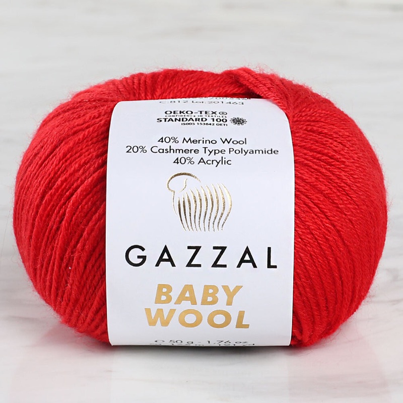 Gazzal Baby Wool Knitting Yarn, Red – 811
