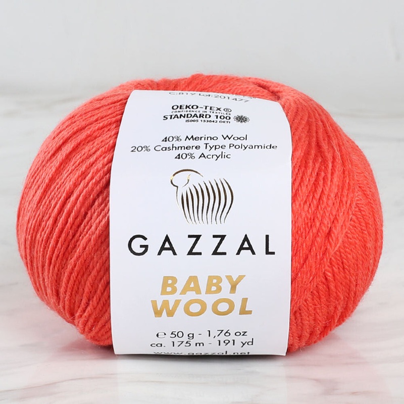 Gazzal Baby Wool Knitting Yarn, Red – 819