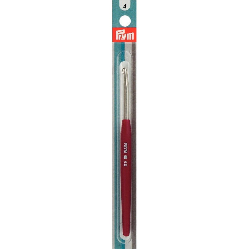 PRYM 4 mm 14 cm Crochet Hook with Soft Handle, Dark Red –  195344