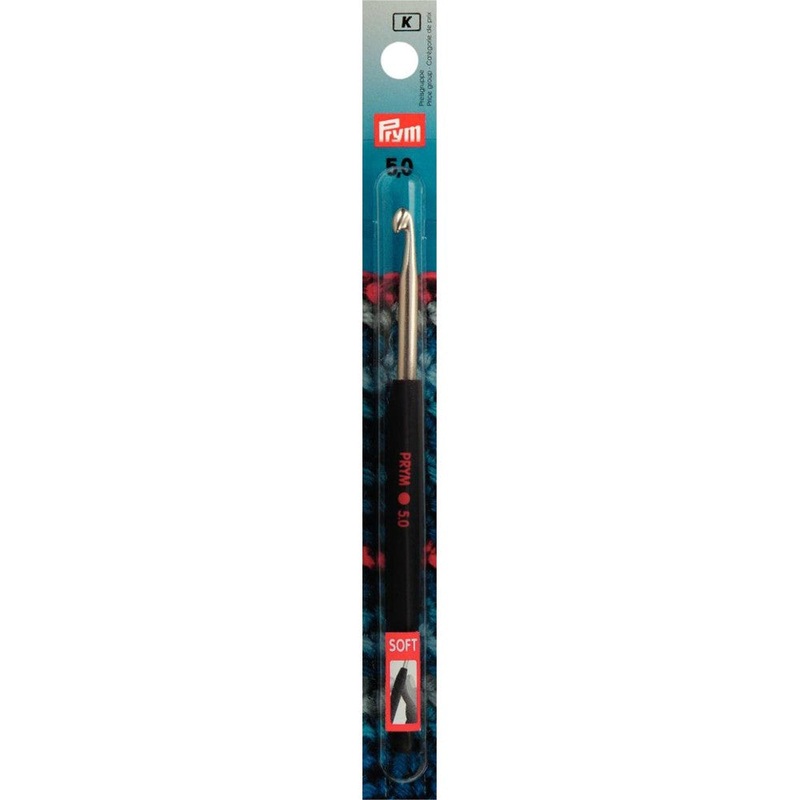 PRYM 5 mm 14 cm Aluminium Crochet Hook For Wool With Soft Handle –  195178