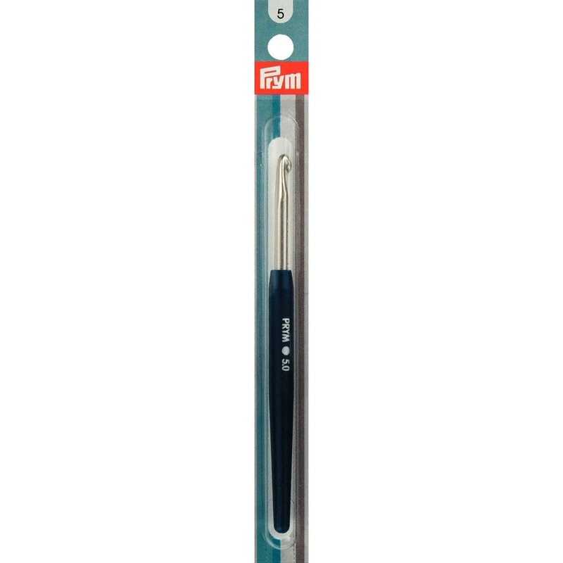 PRYM 5 mm 14 cm Crochet Hook for Wool with Silicone Handle, Black –  195346