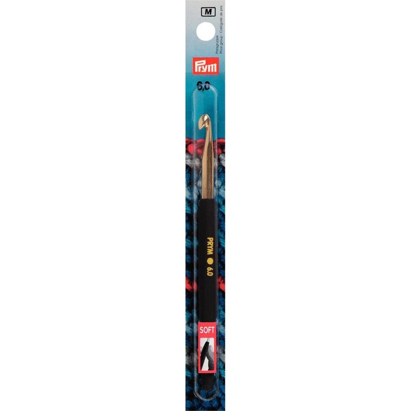 PRYM 6 mm 14 cm Aluminium Crochet Hook For Wool With Soft Handle –  195179
