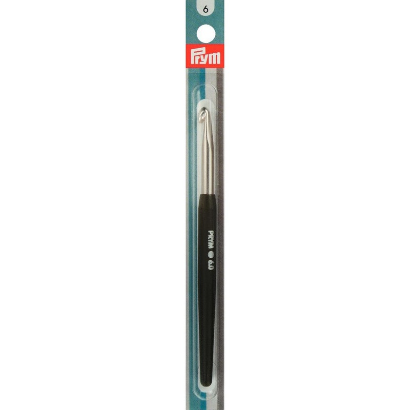 PRYM 6 mm 14 cm Crochet Hook for Wool with Silicone Handle, Black –  195347