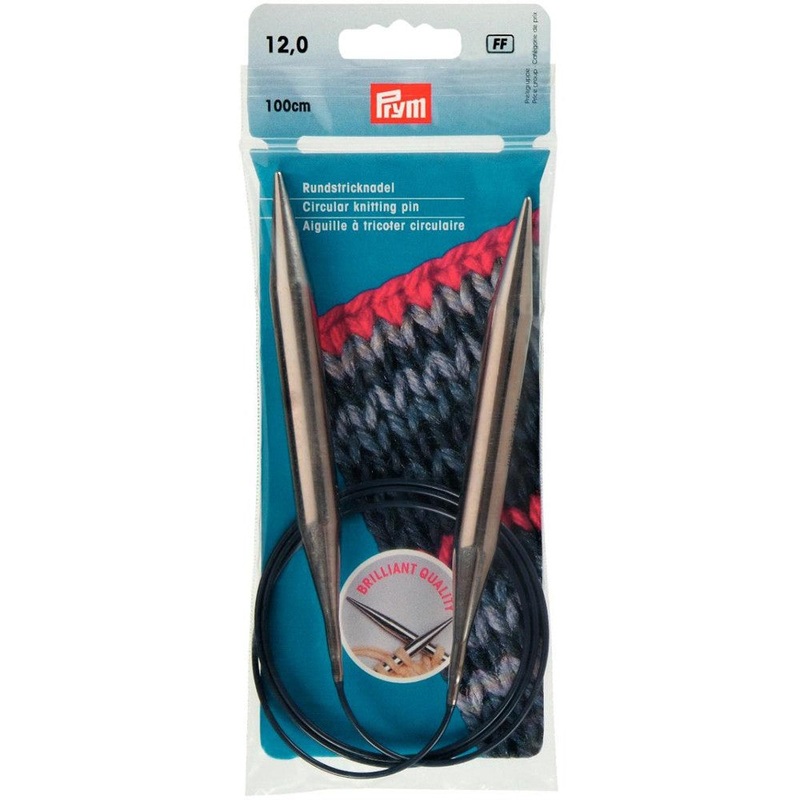 PRYM 12 mm 100 cm Brass Circular Knitting Needle – 212246