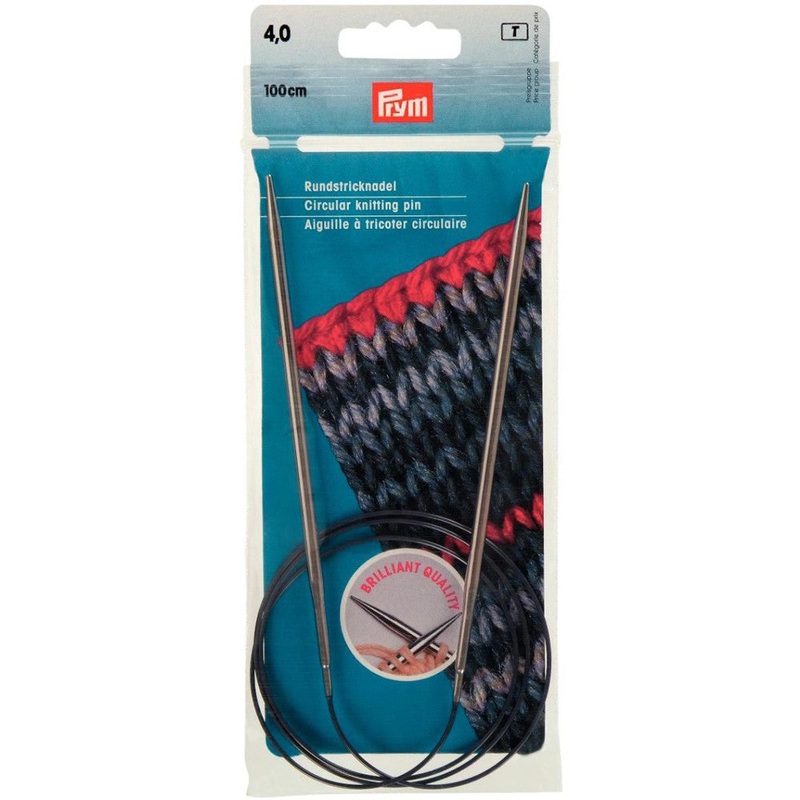 PRYM 4 mm 100 cm Brass Circular Knitting Needle – 212146