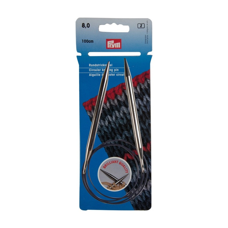 PRYM 8 mm 100 cm Brass Circular Knitting Needle – 212216