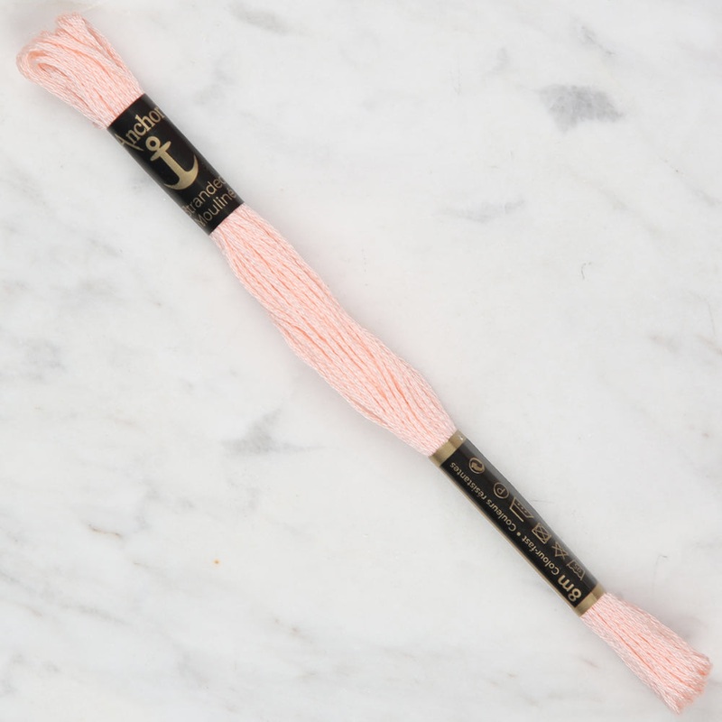 Anchor Stranded Mouline Embroidery Thread, 8m, Pink – 0006