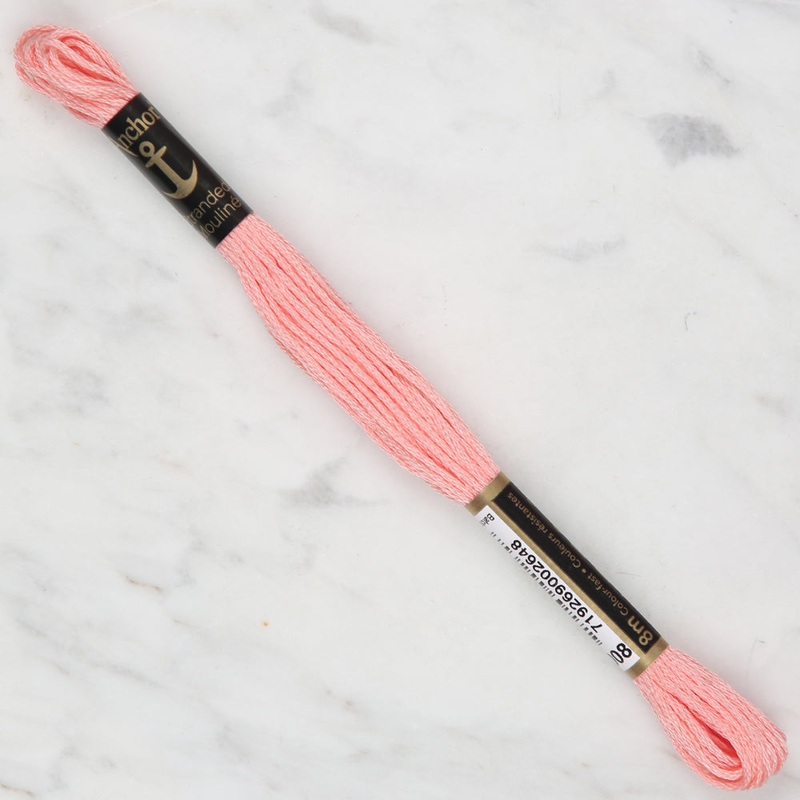 Anchor Stranded Mouline Embroidery Thread, 8m, Pink – 0008