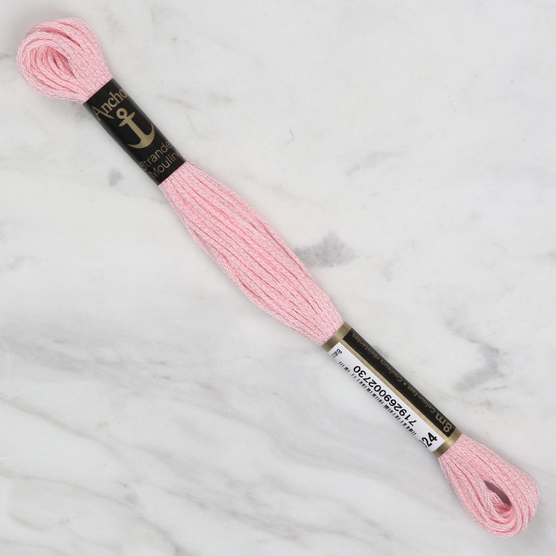 Anchor Stranded Mouline Embroidery Thread, 8m, Pink – 0024