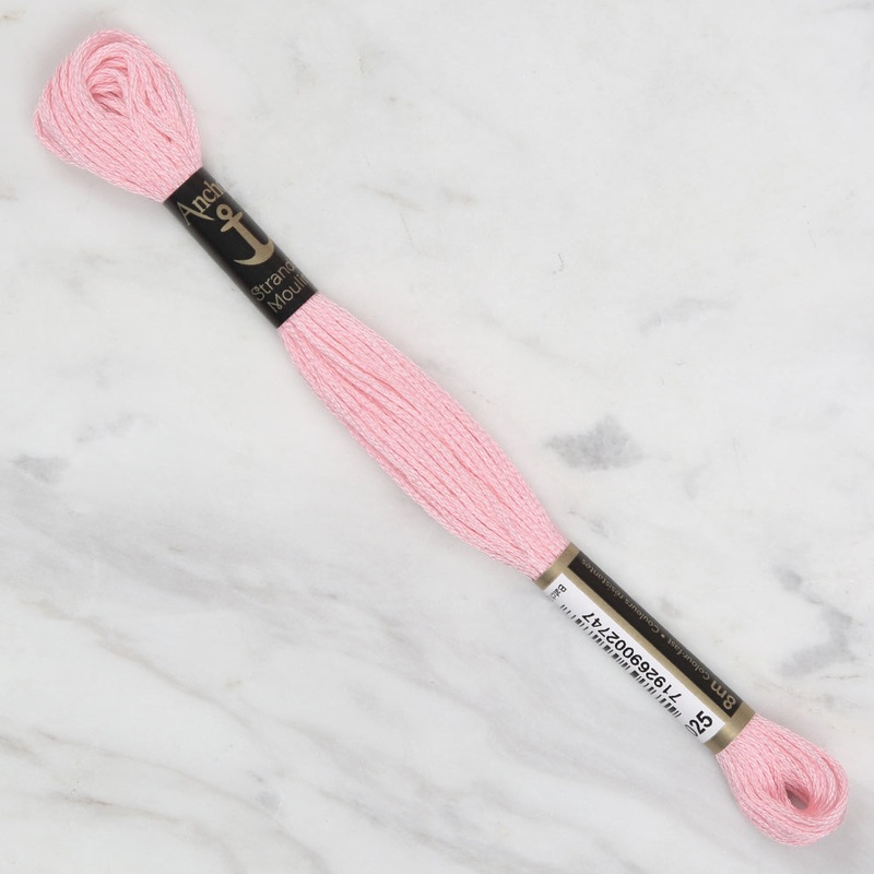 Anchor Stranded Mouline Embroidery Thread, 8m, Pink – 0025