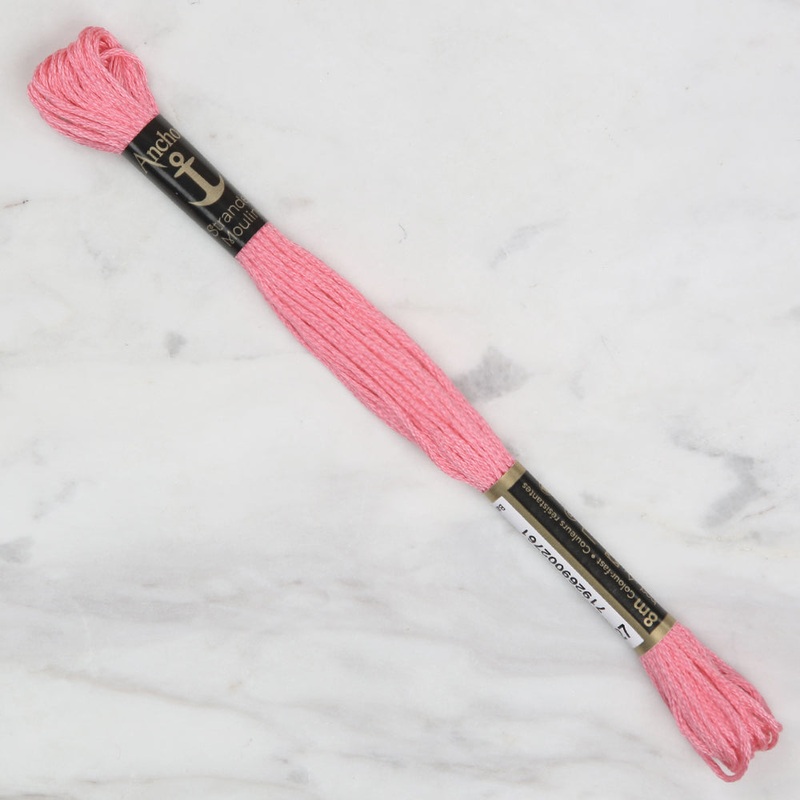 Anchor Stranded Mouline Embroidery Thread, 8m, Pink – 0027