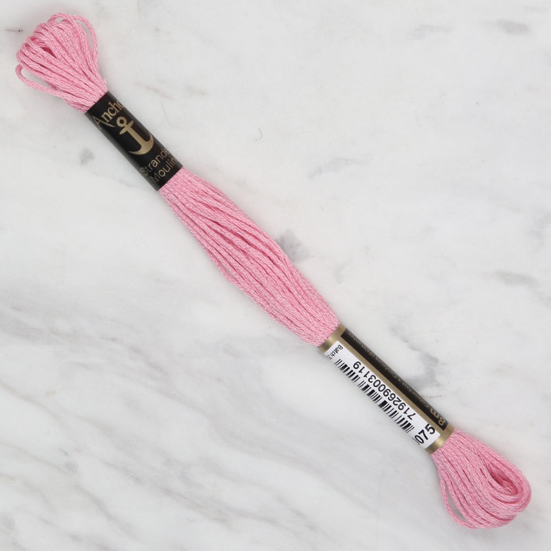 Anchor Stranded Mouline Embroidery Thread, 8m, Pink – 0075