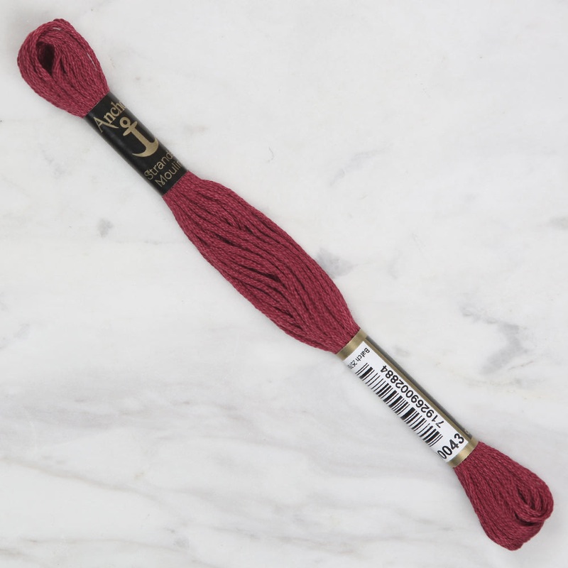 Anchor Stranded Mouline Embroidery Thread, 8m, Red – 0043