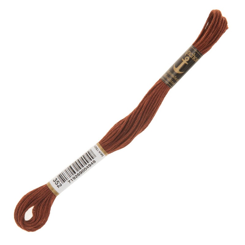 Anchor Stranded Mouline Embroidery Thread, 8m, Brown – 0352