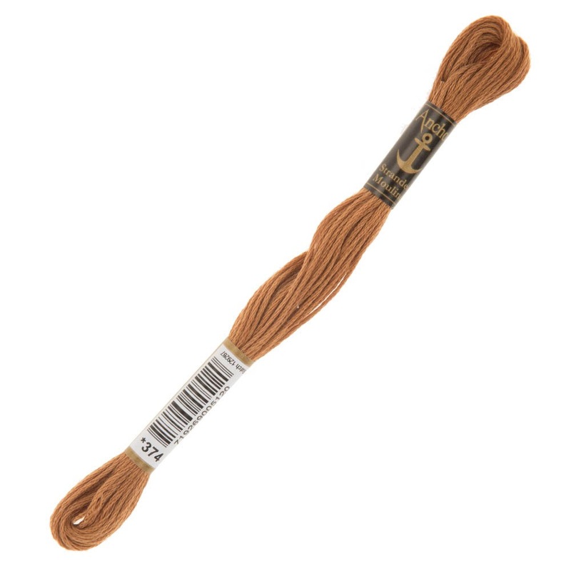 Anchor Stranded Mouline Embroidery Thread, 8m, Brown – 0374
