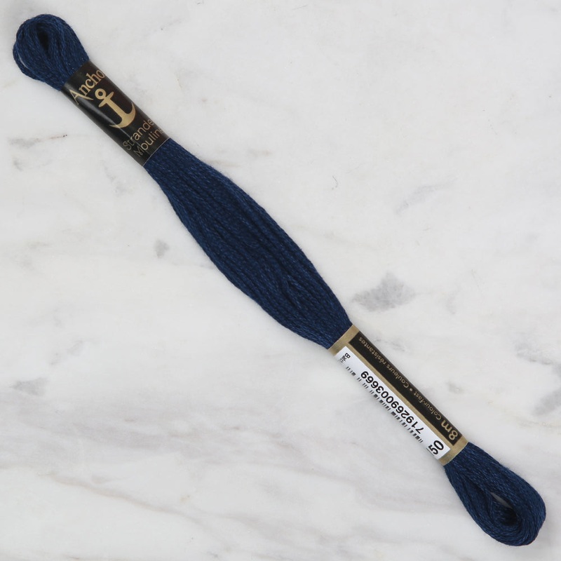 Anchor Stranded Mouline Embroidery Thread, 8m, Navy Blue – 0150