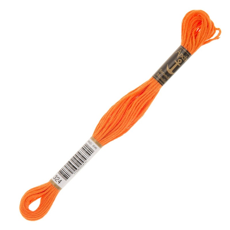 Anchor Stranded Mouline Embroidery Thread, 8m, Orange – 0324