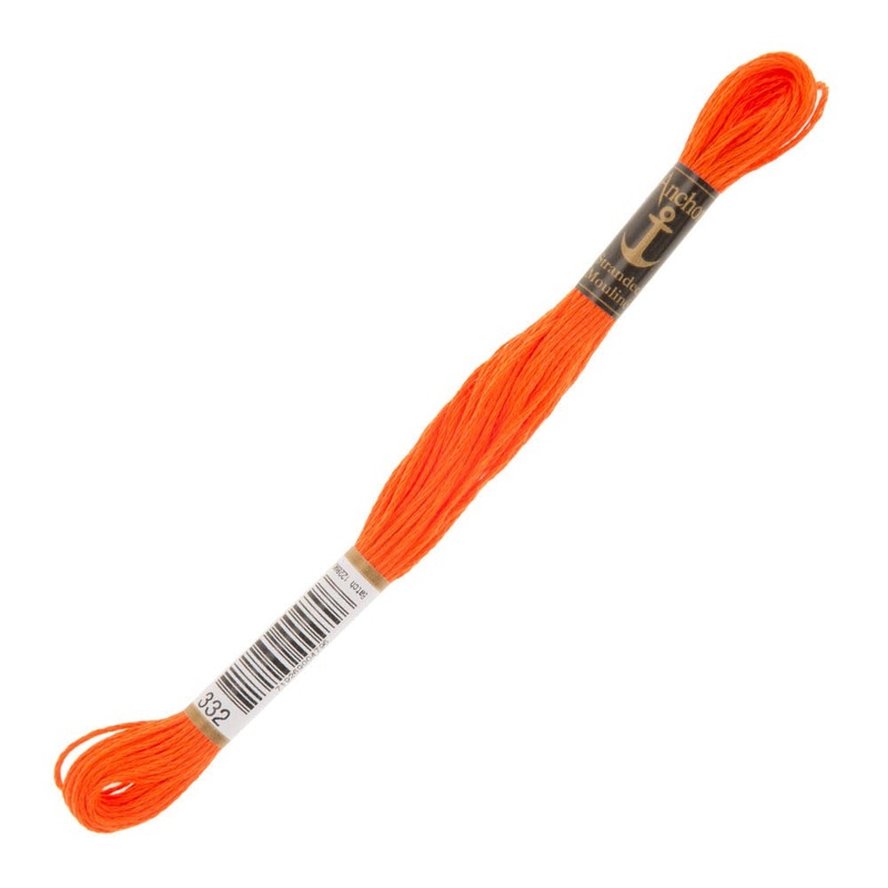 Anchor Stranded Mouline Embroidery Thread, 8m, Orange – 0332