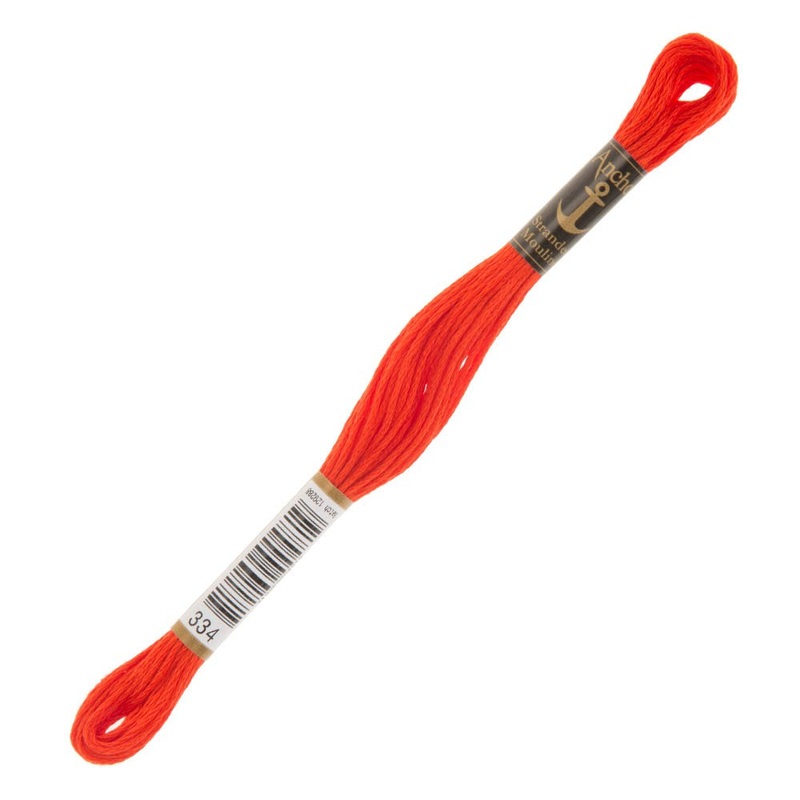Anchor Stranded Mouline Embroidery Thread, 8m, Orange – 0334
