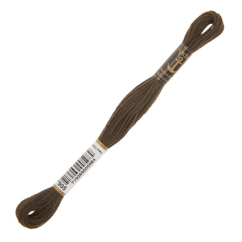 Anchor Stranded Mouline Embroidery Thread, 8m, Brown – 0905