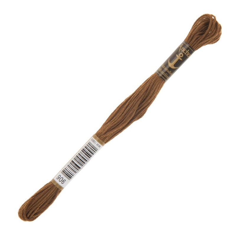 Anchor Stranded Mouline Embroidery Thread, 8m, Brown – 0906