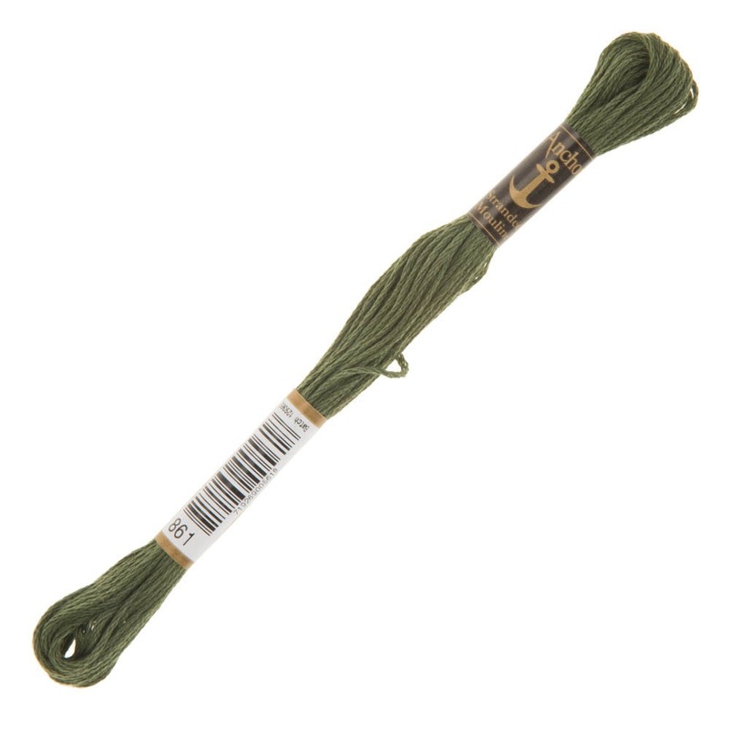 Anchor Stranded Mouline Embroidery Thread, 8m, Green – 0861