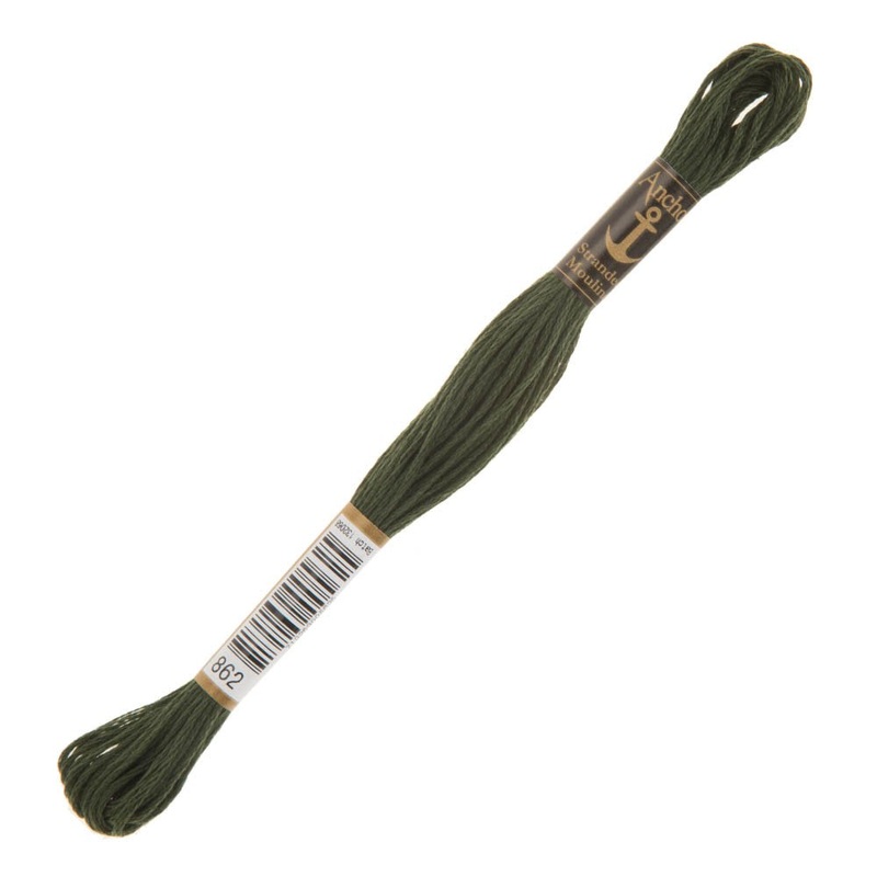 Anchor Stranded Mouline Embroidery Thread, 8m, Green – 0862