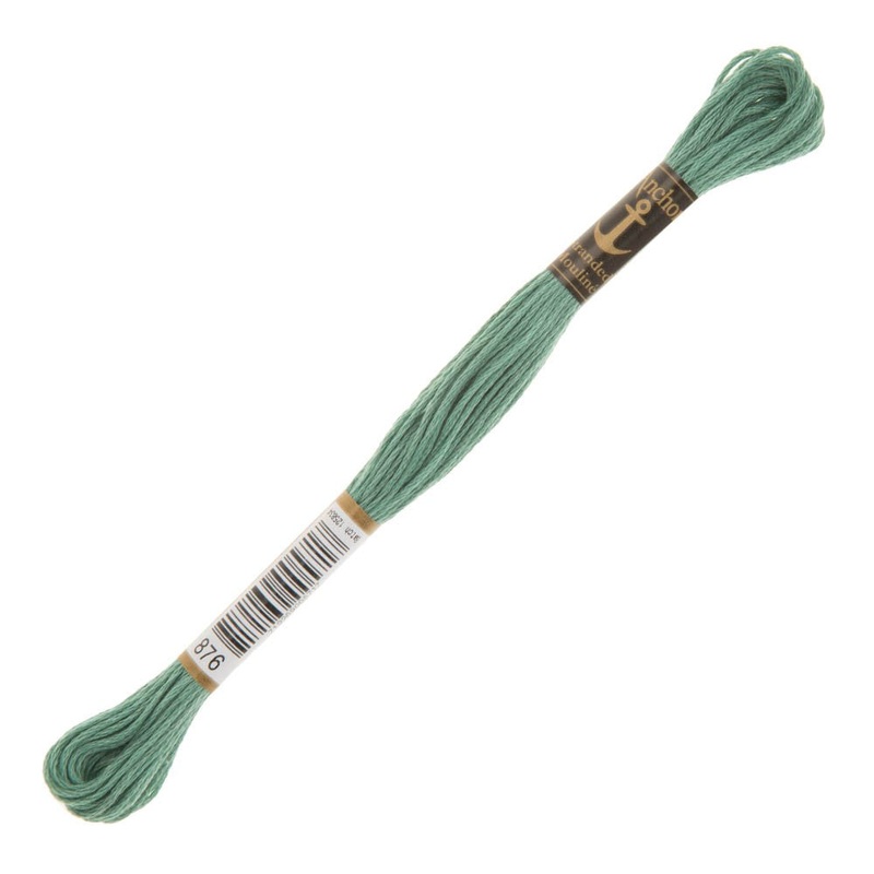 Anchor Stranded Mouline Embroidery Thread, 8m, Green – 0876