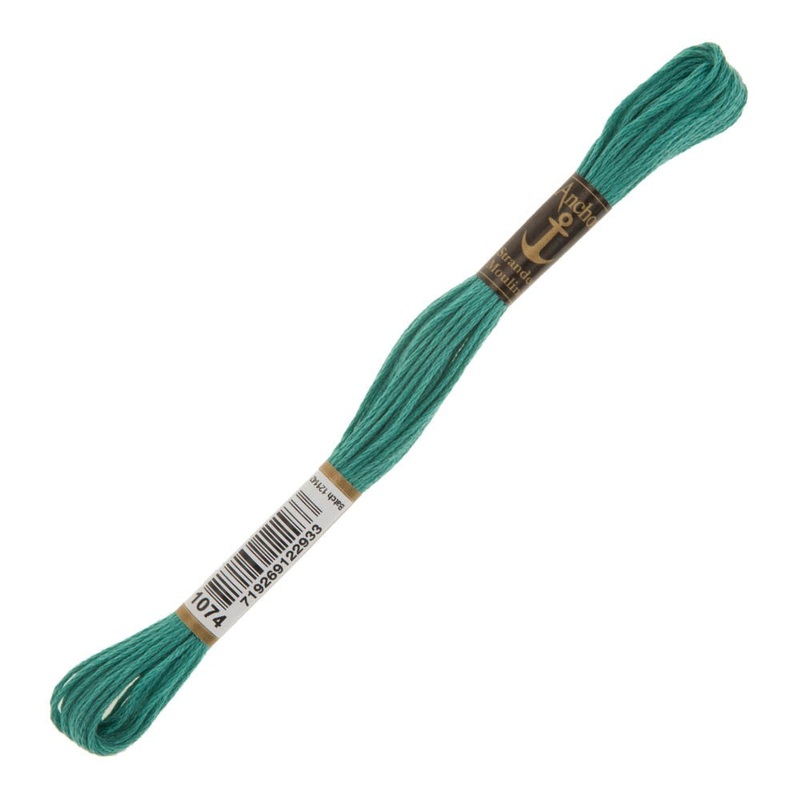 Anchor Stranded Mouline Embroidery Thread, 8m, Green – 1074