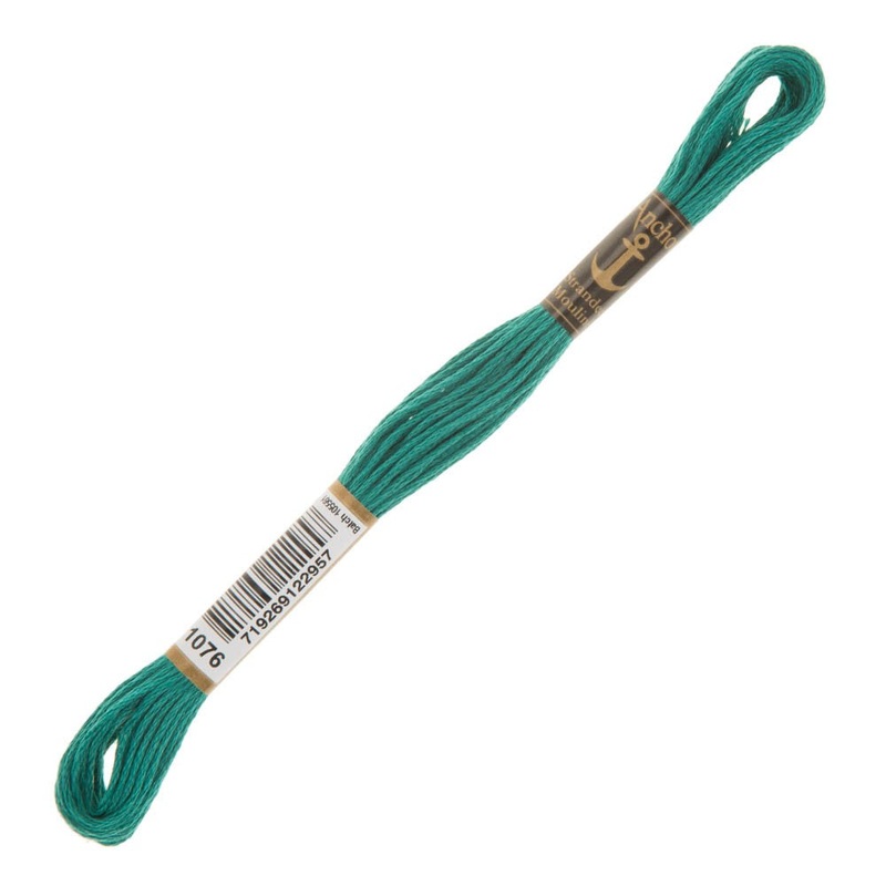 Anchor Stranded Mouline Embroidery Thread, 8m, Green – 1076