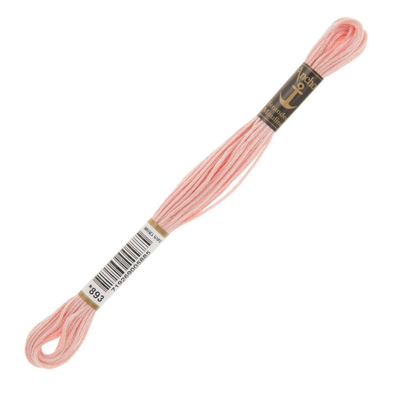 Anchor Stranded Mouline Embroidery Thread, 8m, Pink – 0893