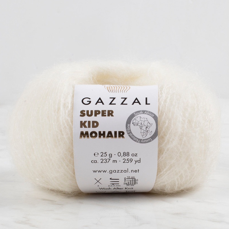 Gazzal Super Kid Mohair  25 Gr Knitting Yarn, Ecru – 64414