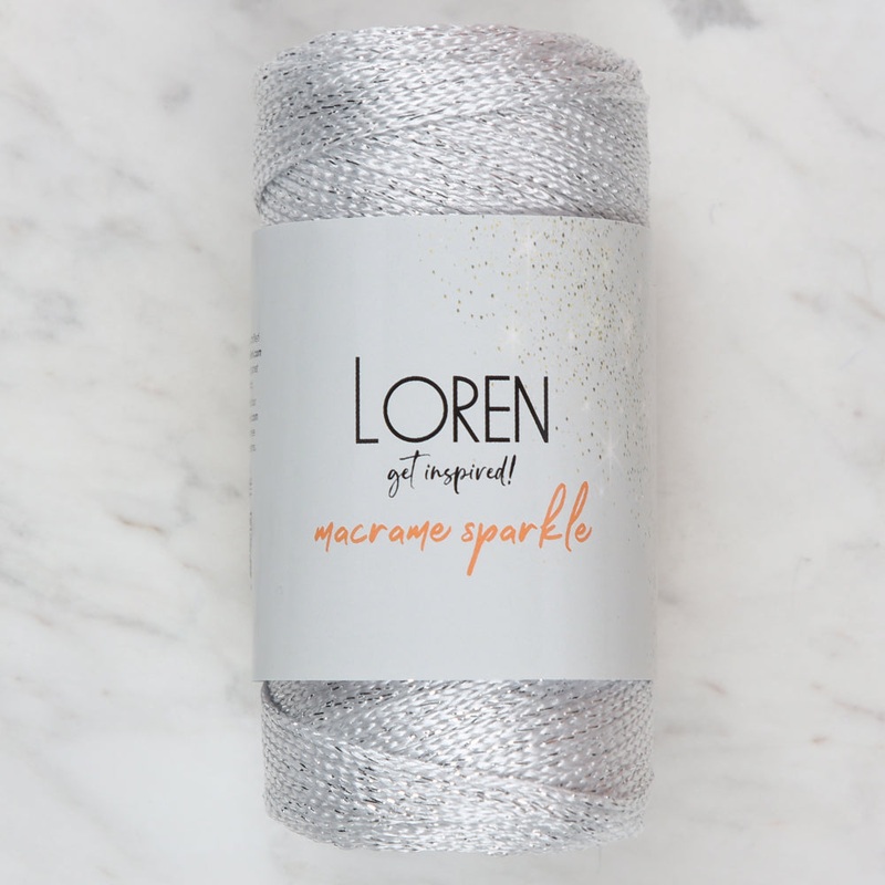 Loren Macrame Sparkle Hand Knitting Yarn, Glitter White – RM002